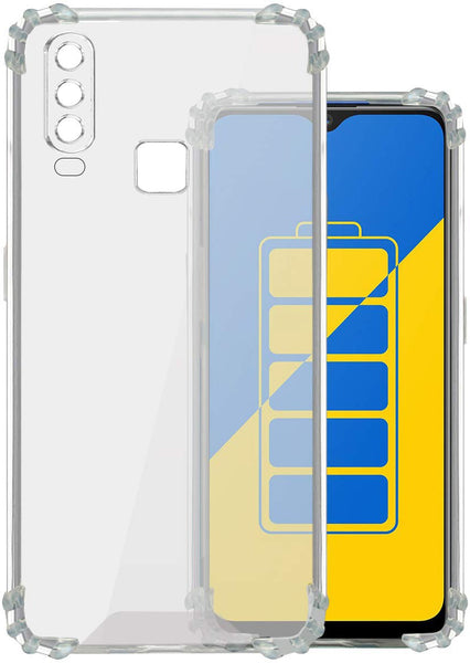VAKIBO Super Premium Soft TPU Transparent Case With Dustplug,Side Grip,Corner Protection,lanyard Cuts,Camera Protection Suitable for Vivo Y17