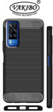 VAKIBO Carbon Fiber Brushed Black Coloured Soft TPU Back Cover Case With Camera Protection Ring Suitable for Vivo Y53S
