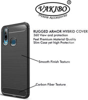 VAKIBO Carbon Fiber Brushed Black Coloured Soft TPU Back Cover Case With Camera Protection Ring Suitable for Vivo U20