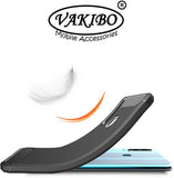 VAKIBO Carbon Fiber Brushed Black Coloured Soft TPU Back Cover Case With Camera Protection Ring Suitable for Vivo U20