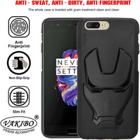 VAKIBO Iron Man 3D Mask Design Black Coloured Soft TPU Back Cover Case With Camera Protection Ring Suitable for OnePlus 5
