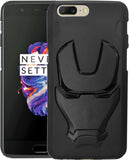 VAKIBO Iron Man 3D Mask Design Black Coloured Soft TPU Back Cover Case With Camera Protection Ring Suitable for OnePlus 5