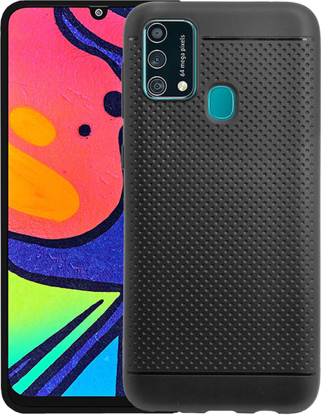 VAKIBO Dotted Design Black Coloured Soft TPU Back Cover Case Suitable for Samsung Galaxy F41