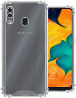 VAKIBO Super Premium Soft TPU Transparent Case With Dustplug,Side Grip,Corner Protection,lanyard Cuts,Camera Protection Suitable for Samsung A20