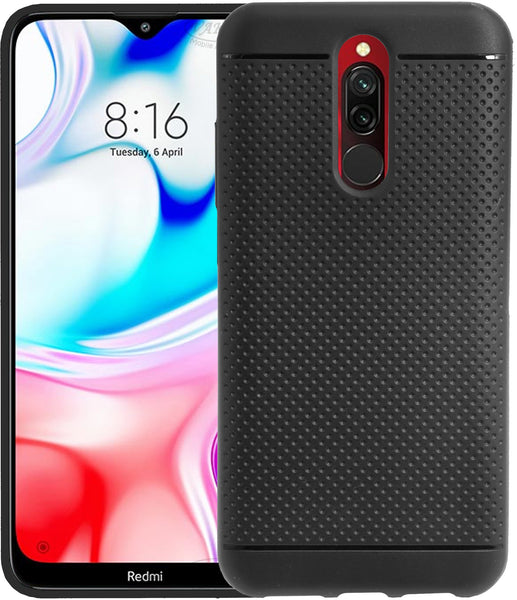 VAKIBO Dotted Design Black Coloured Soft TPU Back Cover Case Suitable for MI Redmi 8