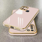 VAKIBO Golden Chrome Border Peach Coloured Soft TPU Back Cover Case With Camera Protection Suitable for Samsung Galaxy F41