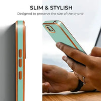 VAKIBO Golden Chrome Border Pista Coloured Soft TPU Back Cover Case With Camera Protection Suitable for Realme C11 2021