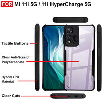 VAKIBO Best Selling Black and Transparent Coloured Made With Soft TPU and Acrylic Back Cover Case With 4 Corner and Camera Protection Suitable for Xiaomi 11i 5G