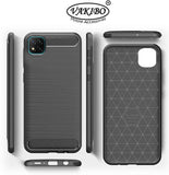 VAKIBO Carbon Fiber Brushed Black Coloured Soft TPU Back Cover Case With Camera Protection Ring Suitable for Mi Poco C3