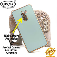 VAKIBO Golden Chrome Border Pista Green Coloured Soft TPU Back Cover Case With Camera Protection Suitable for Mi Poco F1