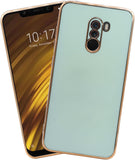 VAKIBO Golden Chrome Border Pista Green Coloured Soft TPU Back Cover Case With Camera Protection Suitable for Mi Poco F1