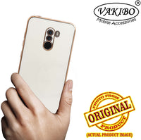 VAKIBO Golden Chrome Border White Coloured Soft TPU Back Cover Case With Camera Protection Suitable for Mi Poco F1