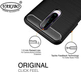 VAKIBO Carbon Fiber Brushed Black Coloured Soft TPU Back Cover Case With Camera Protection Ring Suitable for MI Poco X2