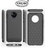 VAKIBO Carbon Fiber Brushed Black Coloured Soft TPU Back Cover Case With Camera Protection Ring Suitable for Mi Poco X3