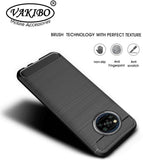 VAKIBO Carbon Fiber Brushed Black Coloured Soft TPU Back Cover Case With Camera Protection Ring Suitable for Mi Poco X3