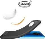 VAKIBO Carbon Fiber Brushed Black Coloured Soft TPU Back Cover Case With Camera Protection Ring Suitable for Mi Poco X3
