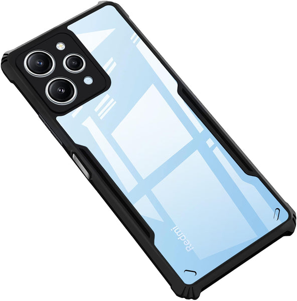 VAKIBO Super Premium Black Border Transparent Case With Corner Protection & Camera Protection Suitable for Mi Redmi 12 4G
