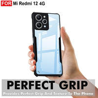 VAKIBO Super Premium Black Border Transparent Case With Corner Protection & Camera Protection Suitable for Mi Redmi 12 4G