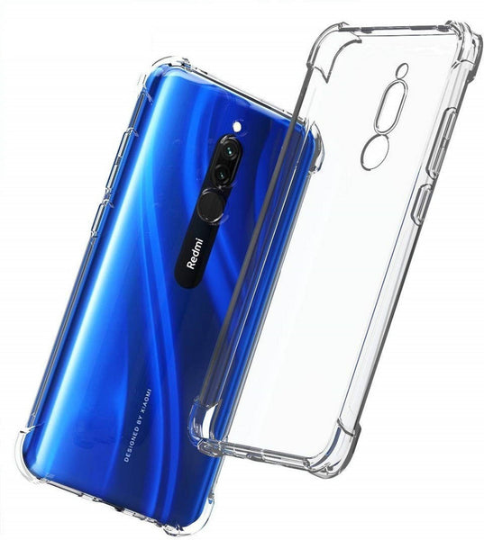 VAKIBO Super Premium Soft TPU Transparent Case With Dustplug,Side Grip,Corner Protection,lanyard Cuts,Camera Protection Suitable for MI Redmi 8