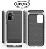 VAKIBO Carbon Fiber Brushed Black Coloured Soft TPU Back Cover Case With Camera Protection Ring Suitable for MI Redmi Note 10s
