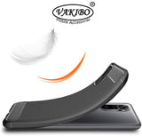VAKIBO Carbon Fiber Brushed Black Coloured Soft TPU Back Cover Case With Camera Protection Ring Suitable for MI Redmi Note 10s