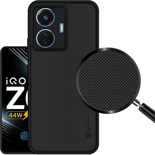 VAKIBO Dotted Black Coloured Made with Silicon Rubber TPU Back Cover Case Suitable for Vivo T1 44W 4G