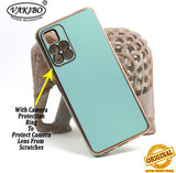 VAKIBO Golden Chrome Border Pista Green Coloured Soft TPU Back Cover Case With Camera Protection Suitable for Mi 11i