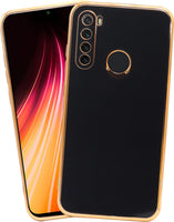 VAKIBO Golden Chrome Border Black Coloured Soft TPU Back Cover Case With Camera Protection Suitable for Mi Redmi Note 8