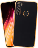 VAKIBO Golden Chrome Border Black Coloured Soft TPU Back Cover Case With Camera Protection Suitable for Mi Redmi Note 8