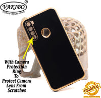 VAKIBO Golden Chrome Border Black Coloured Soft TPU Back Cover Case With Camera Protection Suitable for Mi Redmi Note 8