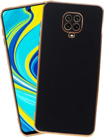 VAKIBO Golden Chrome Border Black Coloured Soft TPU Back Cover Case With Camera Protection Suitable for Mi Redmi Note 9 Pro Max