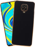 VAKIBO Golden Chrome Border Black Coloured Soft TPU Back Cover Case With Camera Protection Suitable for Mi Redmi Note 9 Pro Max
