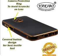 VAKIBO Golden Chrome Border Black Coloured Soft TPU Back Cover Case With Camera Protection Suitable for Mi Redmi Note 9 Pro Max