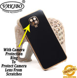 VAKIBO Golden Chrome Border Black Coloured Soft TPU Back Cover Case With Camera Protection Suitable for Mi Redmi Note 9 Pro Max