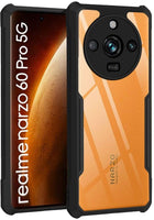 VAKIBO Best Selling Black and Transparent Back Cover Case Made With Soft TPU and Acrylic With 4 Corner and Camera Protection Suitable for Realme Narzo 60 Pro