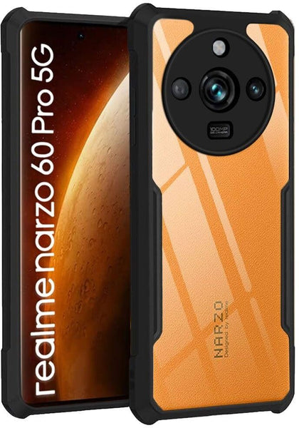 VAKIBO Best Selling Black and Transparent Back Cover Case Made With Soft TPU and Acrylic With 4 Corner and Camera Protection Suitable for Realme Narzo 60 Pro